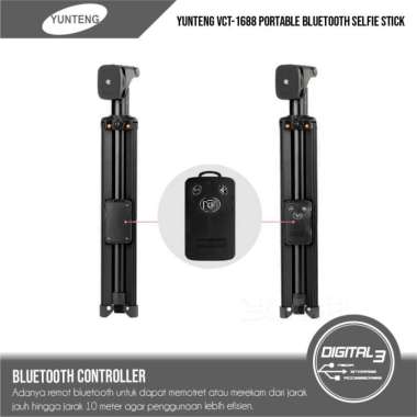 Yunteng VCT-1688L Tripod Camera 1.9M + Remote Bluetooth + Holder HP 190cm