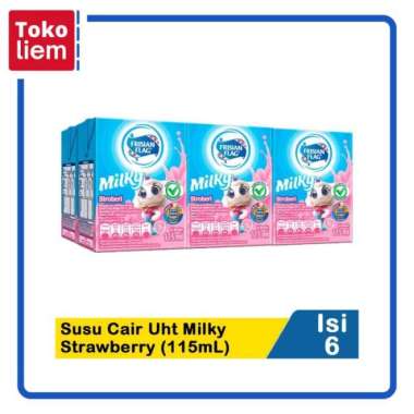 Promo Harga Frisian Flag Susu UHT Milky Zuzhu Zazha Strawberry per 6 tpk 115 ml - Blibli