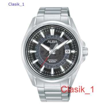 Jam Tangan Pria Alba AU4027 Automatic Skeleton Hijau 43mm Stainless Steel