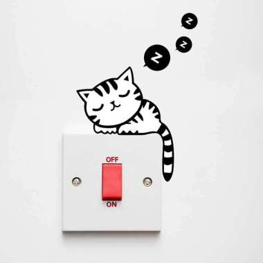 Stiker Dinding Lucu Sleeping Cat Wallpaper Sticker Dinding Kamar Aesthetic Setiker Cewek Stiker Tidu