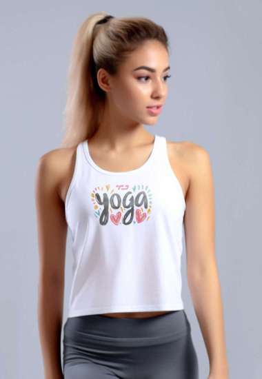 LSB88 kaos tank top tee crop UAT "yoga art" putih XL