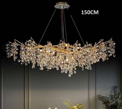 FL 1685 LAMPU GANTUNG KRISTAL AKAR RANTING 150CM KLASIK MEJA MAKAN