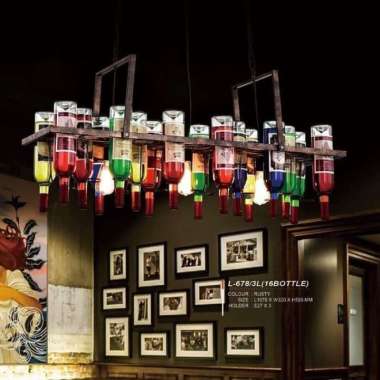 L678 3L LAMPU GANTUNG HIAS 16 BOTOL MODEL RUSTY VINTAGE RETRO E27