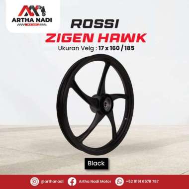 Velg Supra Palang 5 Rossi Zigen Hawk Ukuran Lebar 160/185 Hitam