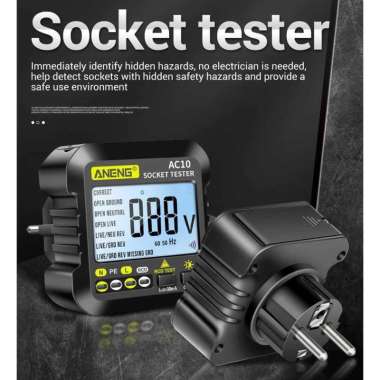 Stopkontak Voltage Tester Detector Grounding Wire AC10 T Colokan Listrik Staker Gepeng Seteker Steke