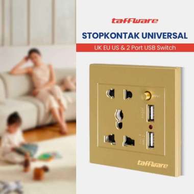 Stopkontak Universal UK EU US with 2 Port USB Switch LC-23 T Colokan Listrik Staker Gepeng Seteker S