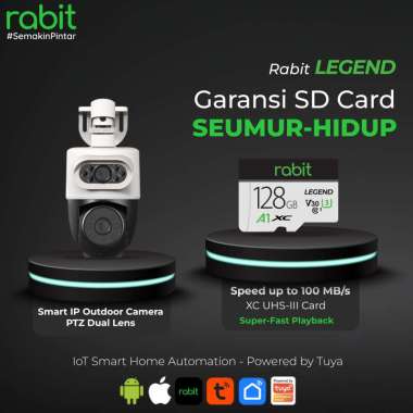 RABIT SMART IP CCTV WIFI CAMERA OUTDOOR 2 MP DUAL LENS PTZ WIDE ANGLE 1 CCTV + 1 Card128gb