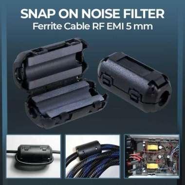 TDK Snap On Noise Filter Ferrite Cable RF EMI 5 mm 3605 Kabel Konverter Laptop Type C To Soket Ke Portable Ac Inverter Dvi Vga Penjepit Port Tepsi IH Hitam