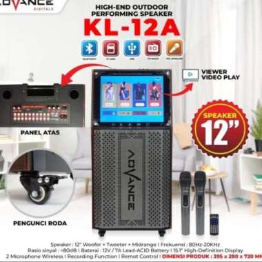 speaker advance + layar tv sangat enak buat karaoke 12 inc wireless 2