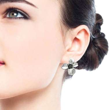 Anting Earrings Sumpel Stud Tusuk Giwang Perak Silver Bali Asli 925 Flower Bunga Kembang Besar Wanit