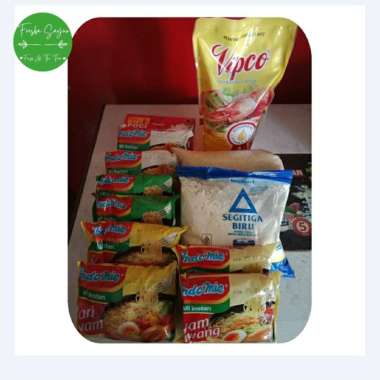 Paket Sembako Lengkap [Indomie 8 pcs, Teh Poci, Terigu 500 gr, Gula Pasir 1 kg, Minyak 1liter]