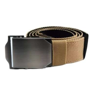 Ikat Pinggang Gesper Canvas Jepit Polos Kepala Besi Import Pria Wanita Cream