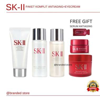 SK-II Paket Komplit Antiaging + Eye Cream FREE SERUM ANTI-AGING