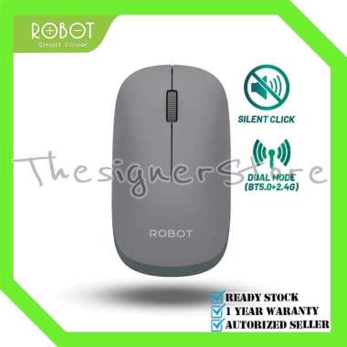 ROBOT M390 Mouse Bluetooth + Wireless Mouse Silent Click - Garansi Resmi 1 Tahun Grey