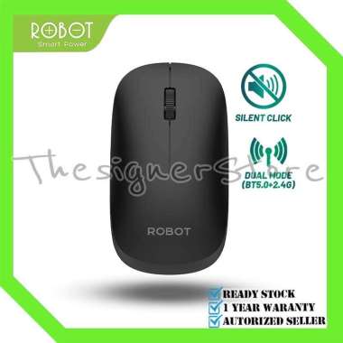 ROBOT M390 Mouse Bluetooth + Wireless Mouse Silent Click - Garansi Resmi 1 Tahun Black