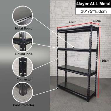 RM Rak Besi 5 Susun Rak besi siku 5 susun Rak 4T-75*30*150cm⬛BESI