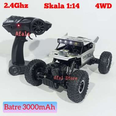 MOBIL REMOTE ROCK CRAWLER OFFROAD 4WD MAINAN MOBIL RC SKALA 1:18 Monster Silver