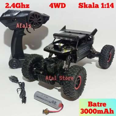MOBIL REMOTE ROCK CRAWLER OFFROAD 4WD MAINAN MOBIL RC SKALA 1:18 Monster Hitam