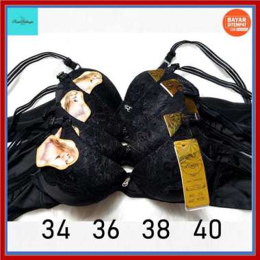 BH BRA Wanita Size 40 38 36 34 Tanpa Kawat X-003 Kait 2 Bra Fashion 40/90 Hitam