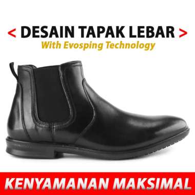 OBERMAIN SEPATU BOOT PRIA FORMAL CHELSEA LEATHER ASLI ORI HITAM OM19