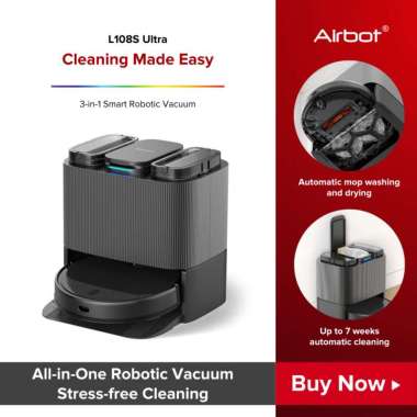 Airbot L108S Pro Ultra Robot Vacuum Cleaner, 8000Pa Suction Power, Auto Empty Dust Bin & Mop, HEPA Filter