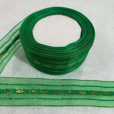 Pita Organdi Motif 1 inci Hijau Daun