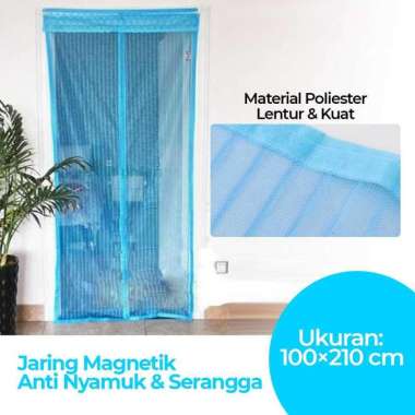 Tirai Pintu Jaring Magnetik Anti Nyamuk Mesh Net 100x210cm LL23800 Pintu Alumunium Rumah Slot Pengha