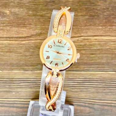 Jam Tangan Kasual Wanita Tali Rantai Kecil Permata Cantik Analog Simpel Elegan NB451924 Jam Saja Gol