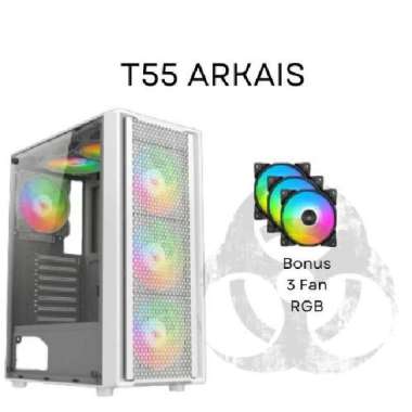 Case PC gaming NYK T55 ARKAIS ATX, M-ATX Case - Free 3Fan