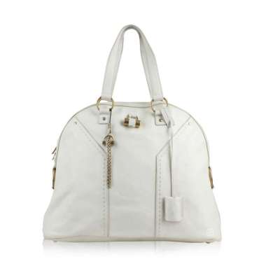 Saint Laurent Muse Oversized Leather Tote Bag Ivory White