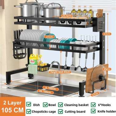 JP Rak Piring Wastafel Rak Wastafel Dapur Stai 105 FULL 2 SUSUN（UP）