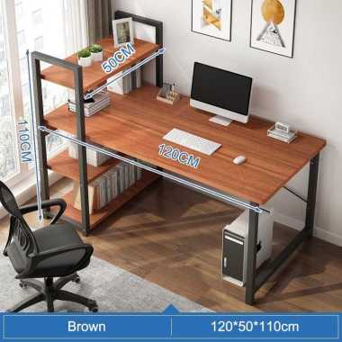 JP Meja Kerja 120x50CM Meja Kantor Besi Meja B Cokelat（120*50*111）