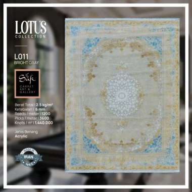 Karpet Lantai Tebal Premium Made in Iran Lotus Bright Gray 300x400