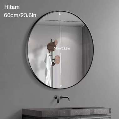 Yup Cermin Gantung Dinding Cermin Bulat Aesthetic Kaca Hitam-60cm