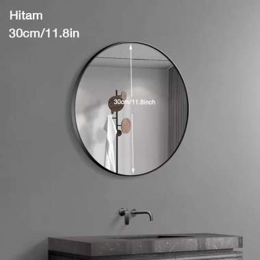 Yup Cermin Gantung Dinding Cermin Bulat Aesthetic Kaca Hitam-30cm