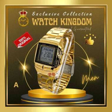 Jam Tangan Casio Original Pria Digital Tali Rantai Stainless Steel Stopwatch Countdowntimer A