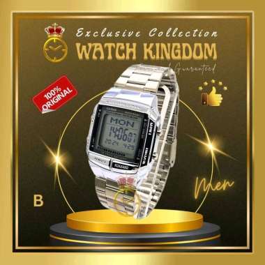 Jam Tangan Casio Original Pria Digital Tali Rantai Stainless Steel Stopwatch Countdowntimer B