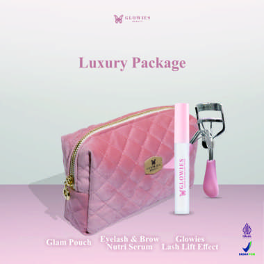 Luxury Package | Glowies Serum Alis dan Bulu Mata | Glam Pouch | Glowies Lash Lift Effect Eyelash Cu