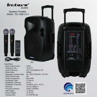 SPEAKER PORTABLE BETAVO PS 1288 V3 II PROFFESIONAL 12 INCH