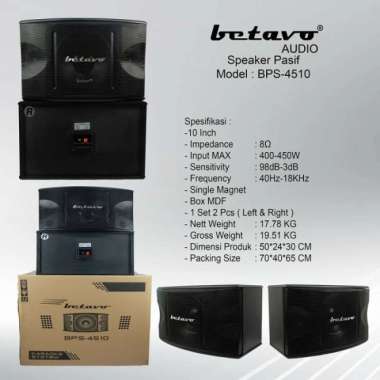 Speaker KARAOKE Pasif Betavo 10 INCH BPS 4510 HARGA 1 PASANG / 2 UNIT