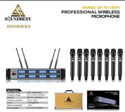 MIC WIRELESS SOUNDBEST KINGROCK 8 8 MIC WIRELESS PEGANG PEGANG