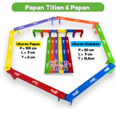 Papan Titianan Kayu Pinus 6 Papan 6 Dudukan Mainan Edukasi Anak