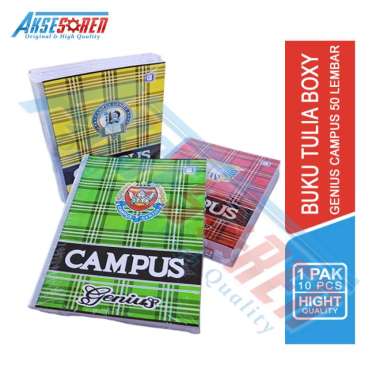 Aksesoren Buku Tulis Genius Campus 50 Lembar [1 Pack/10 Buku] / Perlengkapan Sekolah / Buku Cacatan 