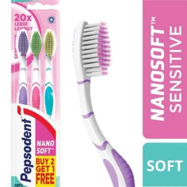 Pepsodent Nanosoft Sikat Gigi Sensitive Multipack Isi 3