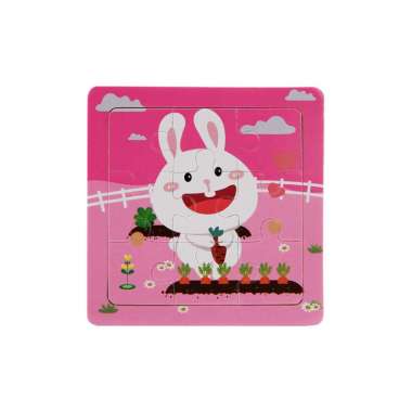 ONE-M167 Mainan Edukasi Puzzle Anak Karakter Hewan Dan Kendaraan Puzzle Kayu 9Pcs / Mini Wooden Puzz