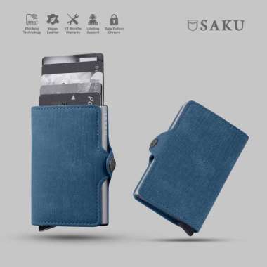 Saku - Dompet Kartu Anti Rfid Card Holder Mini Smart Wallet Denim Blue Single
