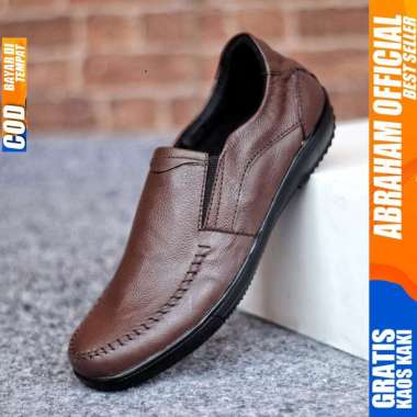 BOSSINDO WILD Sepatu Formal Pantofel Pria Kulit Asli 38 Cokelat