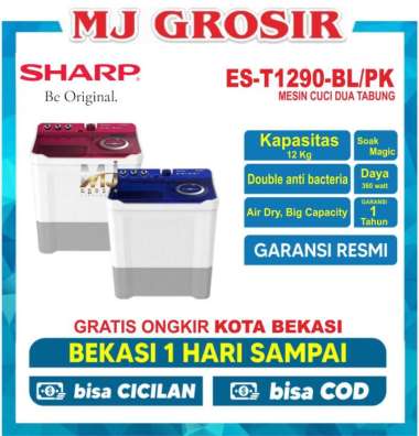 MESIN CUCI SHARP EST 1290 12 KG 2 TABUNG 1290 12KG DOLPHINWAVE