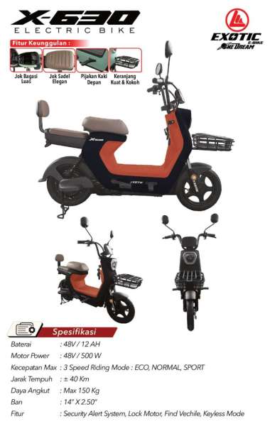 Sepeda Listrik Exotic X 630 Merah