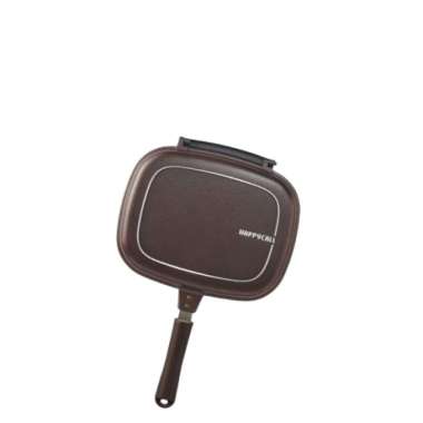 Happycall Titanium Double Pan Jumbo 30cm Grill Pan Anti lengket-Brown